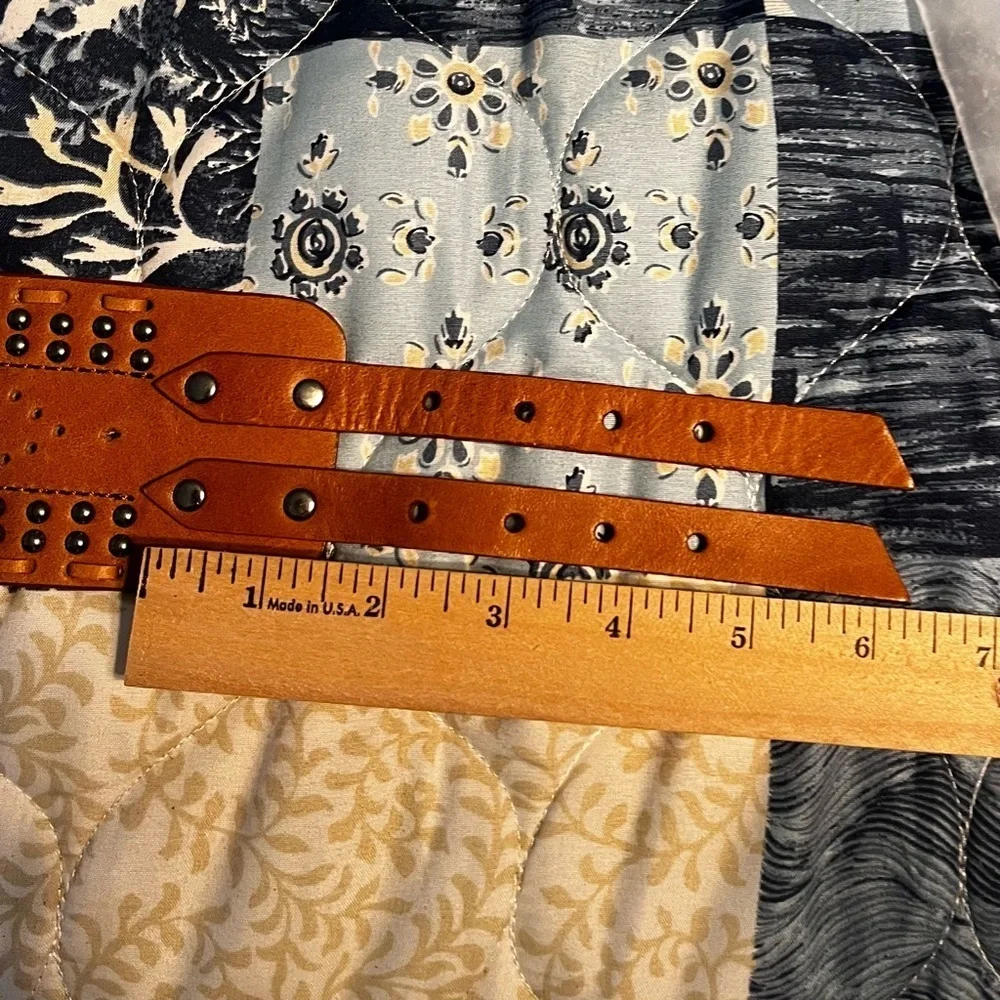Lucero Peru Wide Leather Belt Double Buckle Women’s Large Studded Coachella